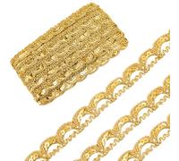 GORGECRAFT Cinta de Encaje con Lentejuelas de 25 yardaX20mm Trenza de Encaje con Purpurina Dorada Ribete Metálico con Cuentas de Plástico para Coser Manualidades Navideñas Cortinas Faldas Y Diademas