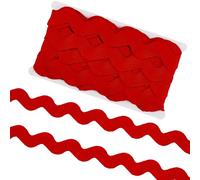 GORGECRAFT Cinta de Flecos con Ondas Rojas Grandes de 9.1 m Y 4cm para Navidad, Cinta con Borde Ondulado, Cinta de Tela RIC Rac En Zigzag para Coser, Hacer Vestidos de Boda, Fiestas, Envolver Regalos