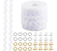 GORGECRAFT Cinta de Ribete de Zigzag de Color Blanco de 25m, de Flecos Ondulados con Borde de Tejido Trenzado de 5mm para Coser, Manualidades, Envoltura