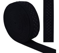 GORGECRAFT Cinta Elástica de Agarre de 25 mm de Ancho Cinta Elástica Antideslizante de Puntos de 5 Yardas Banda de Agarre de Silicona Negra Cinturón Elástico Plano con 3 Filas de Puntos de Goma