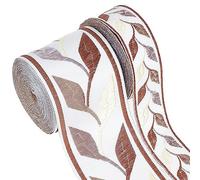 GORGECRAFT Cinta Marfil Jacquard Bordado Hojas Beige Encaje Recortar Satén Costura Bricolaje Decoración del Hogar
