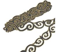 GORGECRAFT Cinta Metálica de Encaje Termoadhesiva Negra de 3.8m para Coser Apliques Adhesivos Florales Dorados Decorativos de 4cm para Bordar Coser Manualidades Nupciales Prendas de Vestir del Hogar