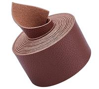 GORGECRAFT Correa de Cuero Marrón de 1.5 Pulgada de Ancho Y 79 Pulgadas de Largo Patrón de Lichi Tiras de Cinturón de Cuero Envoltura Cordón Plano de Un Solo Lado para Manualidades Proyectos