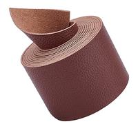 GORGECRAFT Correa de Cuero Marrón de 2 Pulgada de Ancho Y 79 Pulgadas de Largo Patrón de Lichi Tiras de Cinturón de Cuero Envoltura Cordón Plano de Un Solo Lado para Manualidades Proyectos