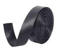GORGECRAFT Correas de Cuero Sintético Negro 5mx25mmx1mm Cinta de Cuero para Ribetes Tiras de Cuero Plegables Textura de Piel de Cordero Cordón de Cuero Plano de PU para Manualidades de Costura