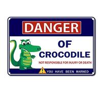 GORGECRAFT Crocodile Sign PELIGRO de COCODRILO Letrero de Metal Divertido Letrero de Advertencia de Puerta para Crocodile Park Man Cave Bar Yard Cafe Bar Decoración de Pared, 12x8 pulgada