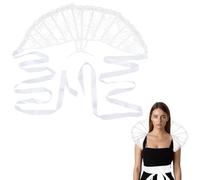 GORGECRAFT Cuello Victoriano de Encaje para Mujer Cuello Alto de Encaje Gótico Barroco con Tirantes Disfraz de Reina Malvada Blanca de Pie Accesorio para Halloween Carnaval Fiestas Temáticas