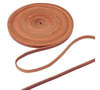 GORGECRAFT - Cuerda Plana de Cuero Genuino de 5.5 yd de 5 mm para Manualidades, Tiras de Encaje de Cuero Natural para Manualidades, Rollo de Cordón Trenzado de Piel de Vaca de Grano Completo (Marrón)