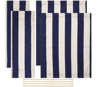 GORGECRAFT Fundas de Lona de Repuesto para Silla de Director de Gran Tamaño 2 juego Funda de Asiento para Silla de Maquillador Tela A Rayas Azul Medianoche Y Beige Funda Informal Silla de Cine En Casa
