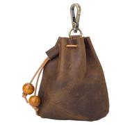 GORGECRAFT Mini Llavero Medieval de Cuero Genuino de 125*106mm Bolsa con Cordón de Cuero de Caballo Loco Billetera para Tarjetas de Crédito Monedero Organizador de Cambio para Hombres Y Mujeres Saddl