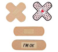 GORGECRAFT Parche Bordado de Curita de 4 Estilos Tira de Yeso Médica Aplique de Vendaje Táctico Emblema Decorativo Parches de Reparación de Tela Bordados Mochilas Ropa Zapatos Sombreros Manualidades.