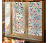 GORGECRAFT Película de Privacidad para Ventana con Diseño de Pájaro sobre Un Árbol Y Arcoíris Que Bloquea el Sol Calcomanía Decorativa Ventana de Vidrio Tintado 3D Estática Resistente A los Rayos UV