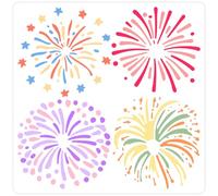 GORGECRAFT Plantilla de Fuegos Artificiales Grande Cuadrada de 30x30cm de Plástico Pet Reutilizable para Pintar Madera Pared Tela Lienzo Muebles Manualidades Álbumes de Recortes