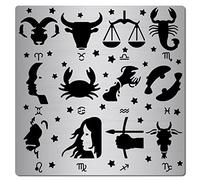 GORGECRAFT Plantillas de Constelaciones de Metal de 6.3 Pulgada Símbolos de Glifos del Zodiaco Plantilla de Signo de Horóscopo de Astrología Astrológica de Acero Inoxidable para Pintar