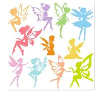 GORGECRAFT Plantillas de Pintura de Ángeles Grandes Plantillas de Pintura para Adornos de Hadas Reutilizables de Pet Blanco para Pintar Paredes de Madera Manualidades Telas Azulejos Suelos 30x30cm