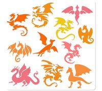 GORGECRAFT Plantillas para Pintar Dragones Grandes Y Diferentes con Alas para Manualidades Adornos Pintura Reutilizables Color Blanco Pet para Pintar Pared Madera Manualidades Tela (30x30cm)