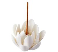 GORGECRAFT Quemador de Incienso de Loto Blanco de Cerámica Cono de Flores Soporte para Varitas de Incienso Hecho A Mano Pétalos de Porcelana Soporte de Base de Bobina para Estudio de Yoga Sala