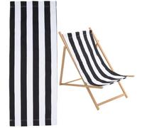 GORGECRAFT Reemplazo de Silla de Playa de Algodón con Diseño de Rayas Blancas Y Negras, Silla de Salón, Tela de Reemplazo de Eslinga Reclinable para Tomar el Sol, Jardín, Patio, Playa, Relajación