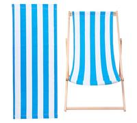 GORGECRAFT Reemplazo de Silla de Playa de Algodón Lona Azul Y Blanco 113cmX43cm Rayas Tela de Silla de Salón Reemplazo de Eslinga Reclinable para Tomar el Sol Jardín Patio Relajación (Azul Real)