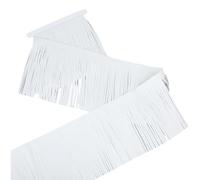 GORGECRAFT Ribete de Flecos de Cuero Blanco de 2.5 m X 20cm Borla de Gamuza Ribete de Flecos de Cuero PU de Doble Cara Borla de Costura Estilo Vaquero Occidental Manualidades Prendas de Vestir Bolsos
