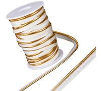 GORGECRAFT Ribete de Tubería de Vara de Oro de 20Metro con Soldadura de Labio Metálico Cinta Al Bies de 12 mm de Ancho Cinta de Borde de Cordón para Coser Ropa Almohadas Lámparas Cortinas Hogar