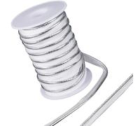 GORGECRAFT Ribete de Tubería Plateado de 20 Metro con Borde Metálico Borde Cinta Al Bies 12 mm Ancho Cinta Cordón para Coser Ropa Almohadas Lámparas Cortinas del Hogar Tapicería