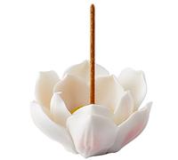 GORGECRAFT Soporte de Incienso de Loto Blanco Quemadores de Incienso de Porcelana Hechos A Mano para el Hogar Oficina Casa de Té Suministros Budistas Zen Soporte de Cerámica para Decoración 64 mm