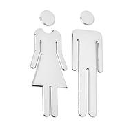 GORGECRAFT Targhe per WC Autoadesive per Signore e Signori, Segni Della Porta Del Bagno per La Casa, Hotel, Ufficio, Memorizzare, Parcheggio, Ristorante (Silver)