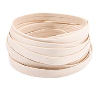 GORGECRAFT Tira de Cuero de Doble Pliegue de 5 m 8mm de Ancho Cordón Plano de Piel de Cordero Tiras de Cuero Plegables Ribete de PU Beige Blanco Hilo Trenzado de 1mm de Grosor para Pulseras Llaveros.