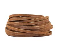 GORGECRAFT Tiras de Cuero Crazy Horse de 5 m X 4mm Cordón Plano de Cuero Genuino de 2mm de Grosor Cuerda Trenzada de Cuero de Vaca para Collares Pulseras Llaveros Y Manualidades. Vara de Oro Oscuro