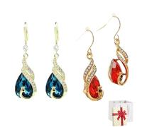 Gorgeous Peacock Blue Crystal Long Earrings, Women’s Fashion Sparkling Earrings, Elegant Personality Versatile Dangle