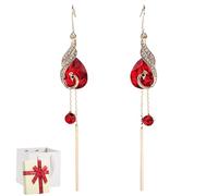 Gorgeous Peacock Blue Crystal Long Earrings, Women’s Fashion Sparkling Earrings, Elegant Personality Versatile Dangle