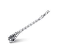 Gorgeri Yerba Mate Beber, Confiable Acero inoxidable Yerba Mate Calabaza de té Bombilla Paja de beber Cuchara filtrada Plata bombilla mate