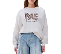 GORHEY Sudadera 'Women's Pullover with Leopard Print Heart, Loose Fleece Pullover for Autumn/Winter' blanco S blanco