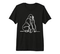 Gorila Arte Lineal Amante de Primates Camiseta Premium
