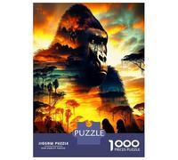 Gorila Atardecer Selva 1000 Piezas Set De Puzzle Soberanía animal primitiva Puzzle Para Adultos, Cartón Reciclado - Reto Educativo Chulo, Juego En Casa, Genial Idea De Regalo Para Fans 70x50cm/1000pcs