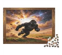 Gorila Corriendo Puzzle de 1000 Piezas Papel para Adultos Fauna Dinámica Paisaje Natural Juego de Puzzle 1000 Piezas Relajación Regalo Familiar 38x26cm/1000pcs