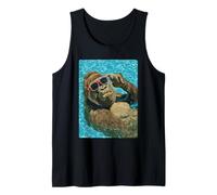 Gorila Divertido con Gafas de Sol Cool Summer Animal Natación Camiseta sin Mangas