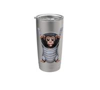 Gorila divertido en un portabebés. Amante de los animales Vaso térmico de acero inoxidable de doble pared