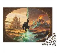Gorila Gigante Batalla Castillo Fantasía Puzzle de 1000 Piezas Papel Puzzle para Adultos Escena Épica Puzzle para Toda la Familia Relajación Hogar Nan