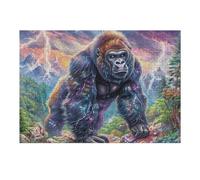 Gorila montaña Bosque Fauna Silvestre Naturaleza Salvaje Puzzle 300 Piezas Alivio De Estrés Rompecabezas para Hombres Y Mujeres Decoración Hogar Estera Portátil 3D Moderno 300 PCS