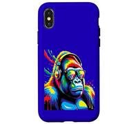 Gorila Stylé Casco y Gafas - Arte Calle Colorido Urbano Carcasa para iPhone X/XS