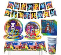 Gorila Vajilla de Cumpleaños, PyrrlicToy 52Pcs Vajilla de Fiesta de Gorila, Plato, Taza, Servilleta, Pancartas, Mantel, Gorila Decoración Fiesta, 10 Invitados