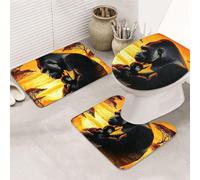 Gorilas And Landscapes - Juego de 3 alfombras de baño de espuma viscoelástica suave y absorbente y alfombra de inodoro en forma de U, decoración del hogar, secado rápido