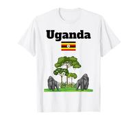 Gorilas de montaña de recuerdo de Uganda en la selva bandera de Uganda Camiseta