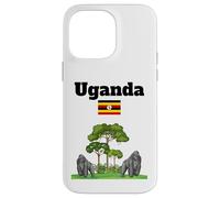 Gorilas de montaña de recuerdo de Uganda en la selva bandera de Uganda Carcasa para iPhone 14 Pro Max
