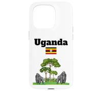 Gorilas de montaña de recuerdo de Uganda en la selva bandera de Uganda Carcasa para iPhone 15 Pro
