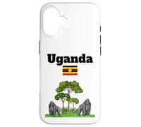 Gorilas de montaña de recuerdo de Uganda en la selva bandera de Uganda Carcasa para iPhone 16