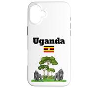 Gorilas de montaña de recuerdo de Uganda en la selva bandera de Uganda Carcasa para iPhone 16 Plus