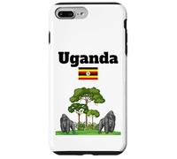 Gorilas de montaña de recuerdo de Uganda en la selva bandera de Uganda Carcasa para iPhone 7 Plus/8 Plus